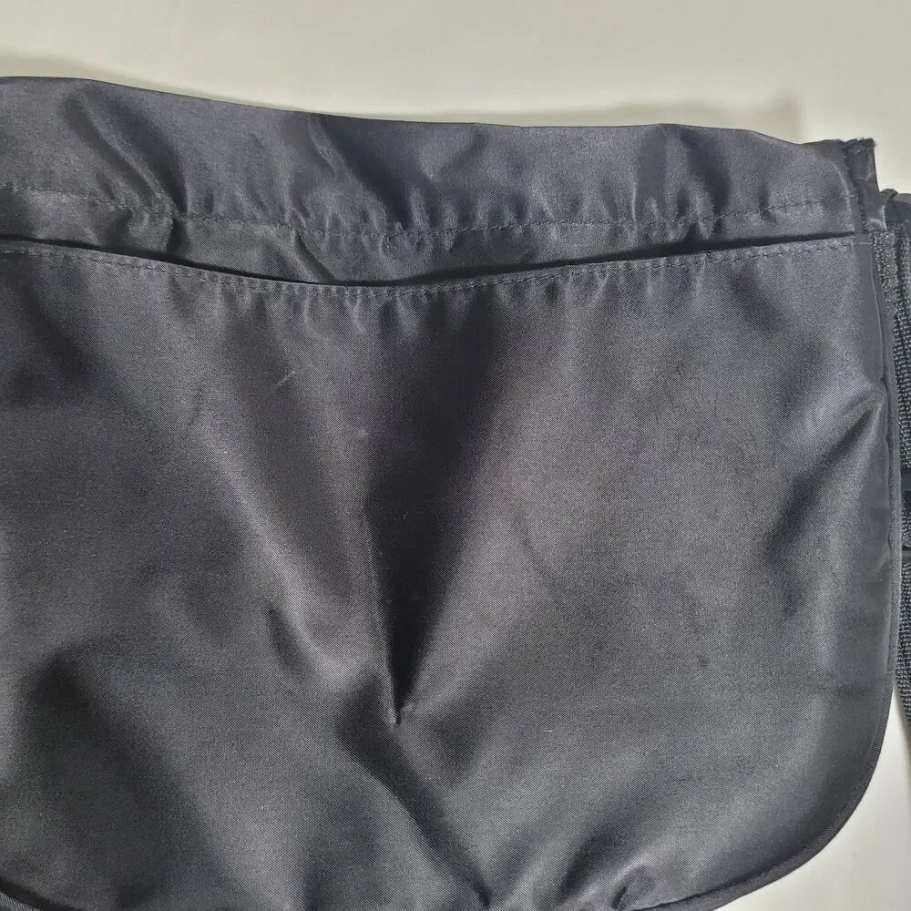 COURREGES Black Silver Logo Nylon Messenger Bag Vintage Crossbody 1990s